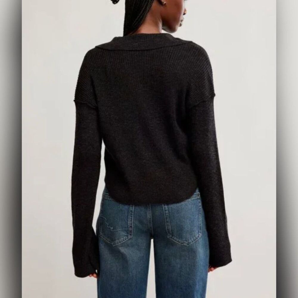 Free People Ella Sweater Shirt – Black, Medium (M), NWOT - Picture 3 of 9